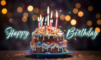 Happy Birthday - Small Cake and Candles at Night