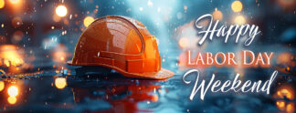 Happy Labor Day Weekend Banner - Yellow Security Helmet