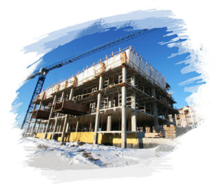 Large Construction Site on White