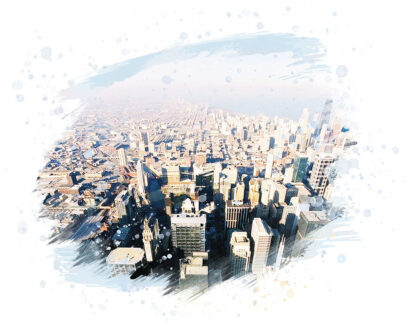 Modern Aerial Cityscape on White