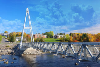 Modern Pedestrian River Cross Footbridge in Saguenay