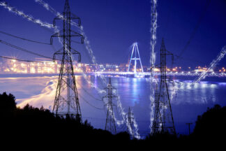 Small Town Electrification at Night in Blue - stock photos and royalty-free images