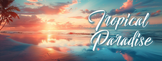 Tropical Paradise Banner - Unique Beach Sunset