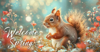 Welcome Spring - Small Red Squirrel in Nature Photo